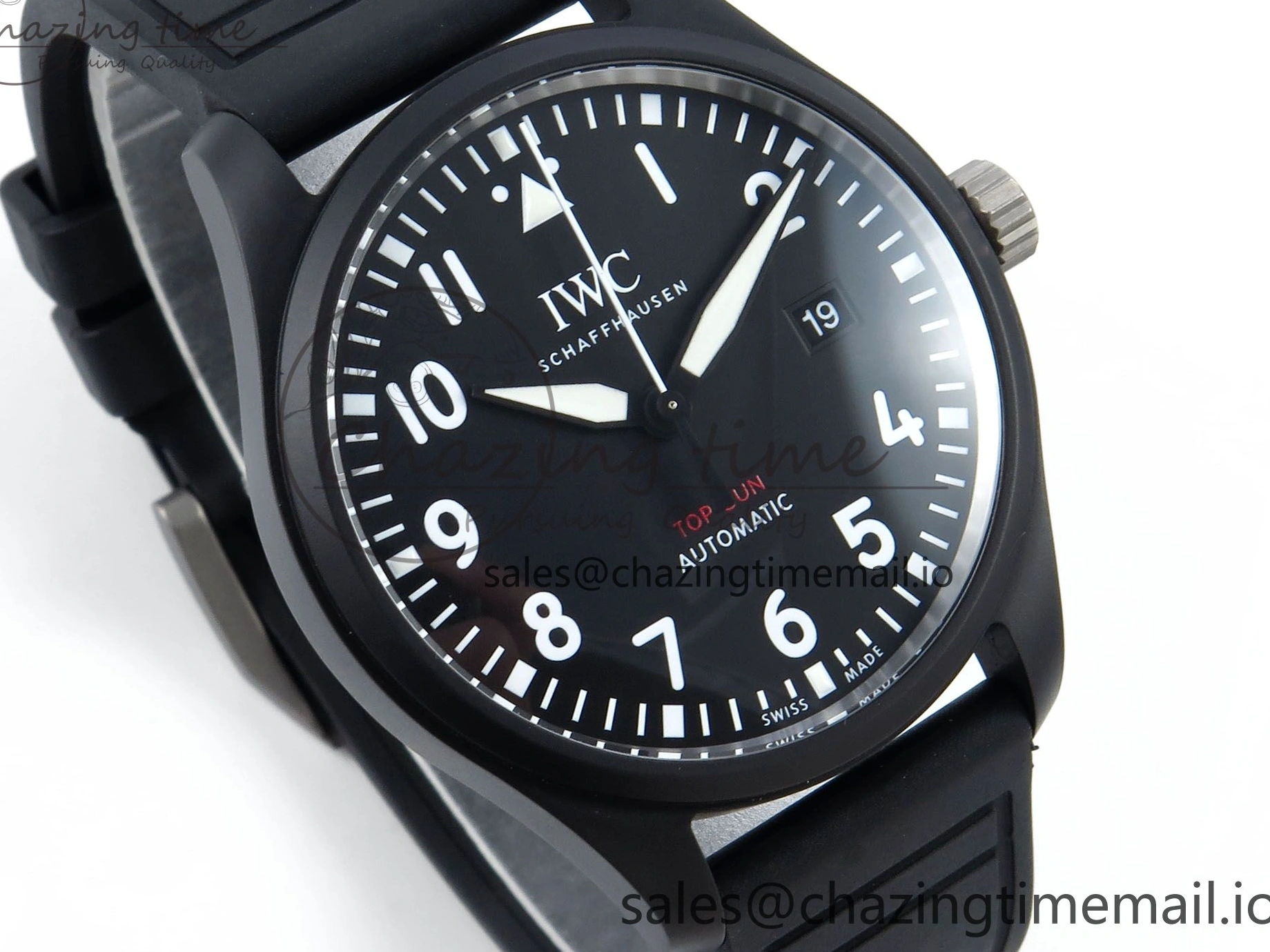 MIROTIME 0317 Pilot Top Gun IW326901 M+F 1:1 Best Edition Black Dial on Black Rubber Strap A SportInspired 6999